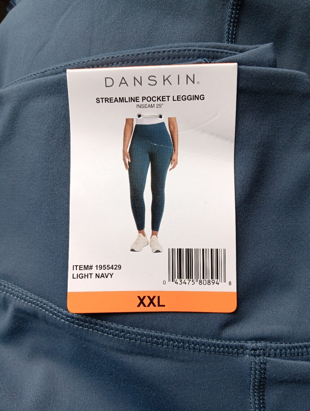 NWT Danskin Streamline Pocket Leggings XXL Light Navy Blue 25”